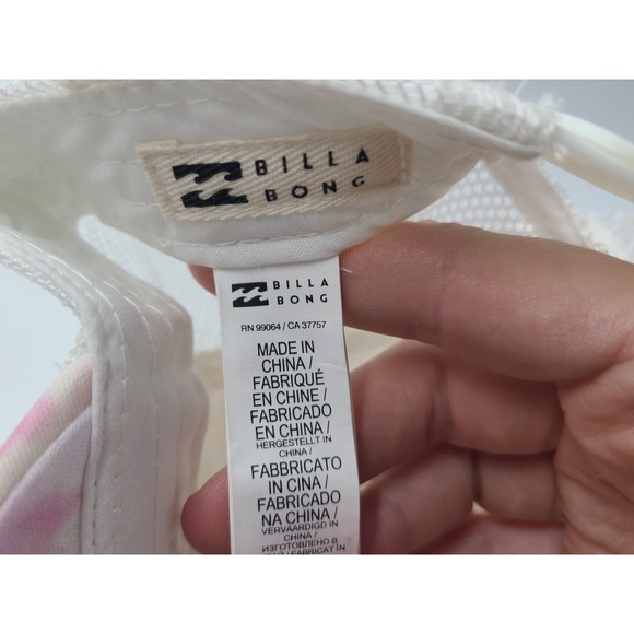 Women Billabong Tie Dye Palm Trees Mesh Trucker Snapback Hat Cap Surf Pink White - Picture 12 of 12